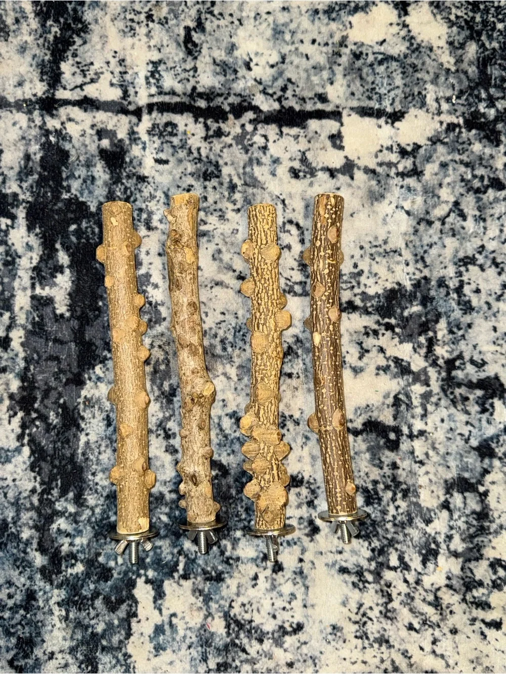 Set of 4 Natural Wood Bird Cage Perches Branch Perches